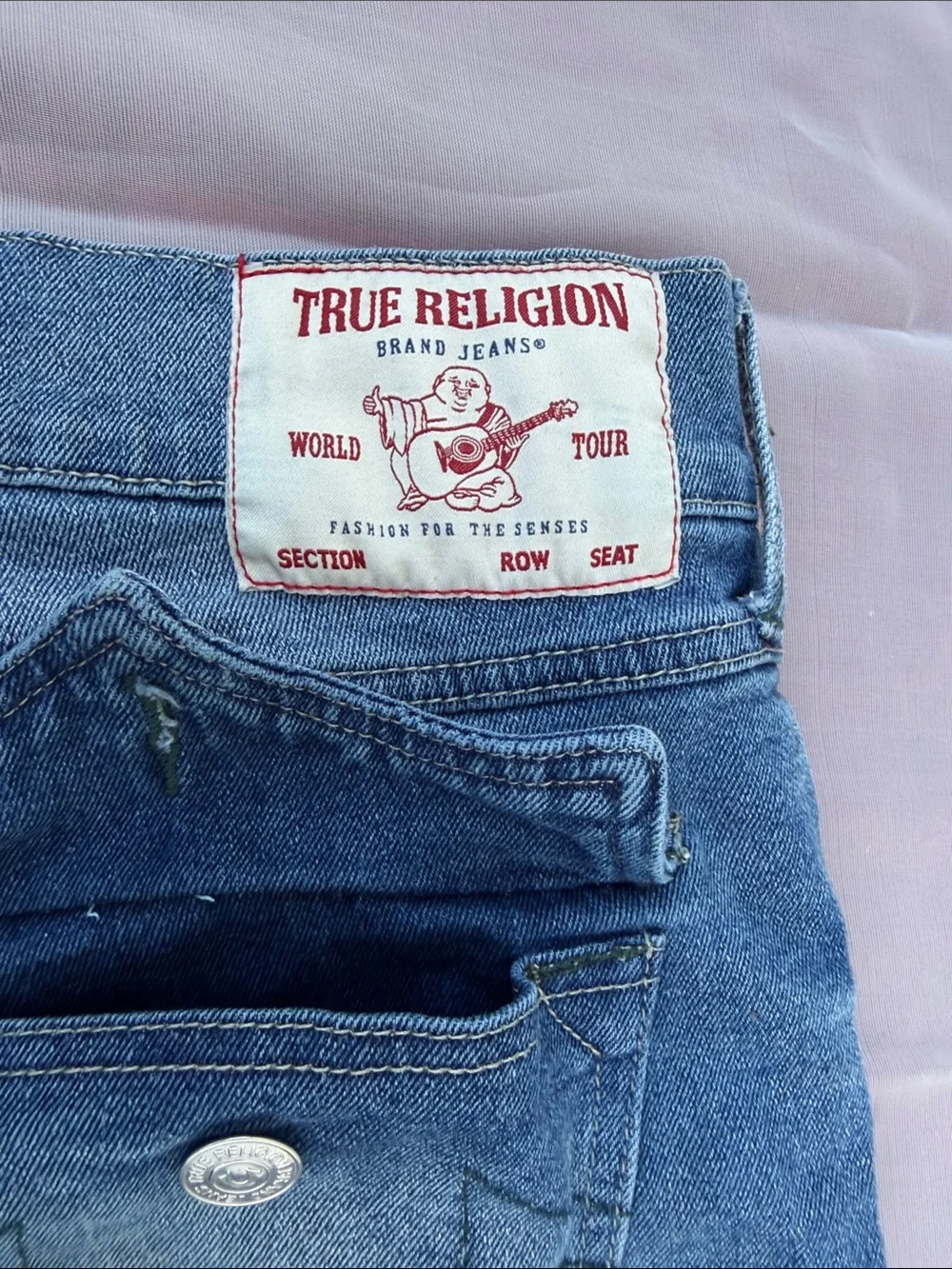 True Religion Men's Faded Blue Relaxed Jeans